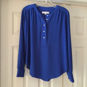 EUC Loft long sleeve henley blouse